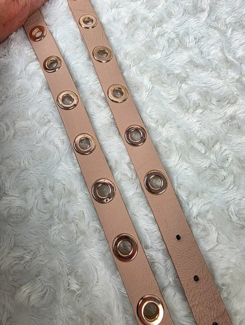 Women's Pink Grommet Detail Leather Belt